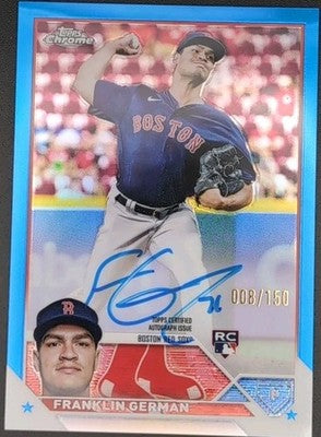 FRANKLIN GERMAN 2023 Topps Chrome Update RC AUTO Blue Refractor SP #/150 Red Sox