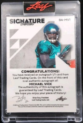 MICHAEL VICK 2023 Leaf Signature Series AUTO Street Art #1/1 Eagles Falcons Mike