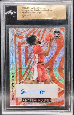SKYY CLARK 2022-23 Leaf OptiChrome AUTO PROOF Orange SP 1/1 Illinois UCLA Bruins