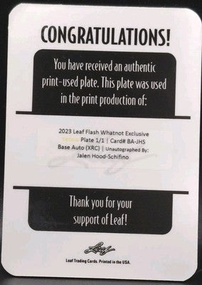 JALEN HOOD-SCHIFINO 2023-24 Leaf Flash Whatnot 4X PRINTING PLATE SET #1/1 Lakers