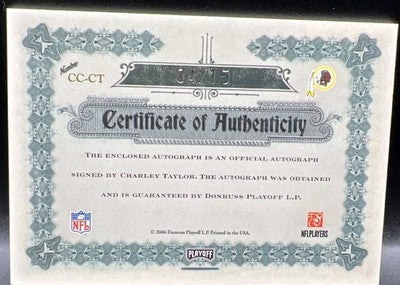 CHARLEY TAYLOR 2006 Playoff National Treasures Canton Classics AUTO Gold SP #/15