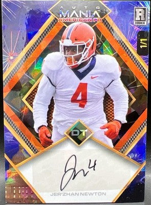 Jer'ZHAN NEWTON 2024 Wild Card Mania American FB RC AUTO 1/1 Commanders Illinois