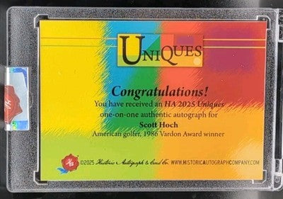 SCOTT HOCH 2025 Historic Uniques CUT AUTO #1/1 PGA Golf 1986 Vardon Byron Nelson