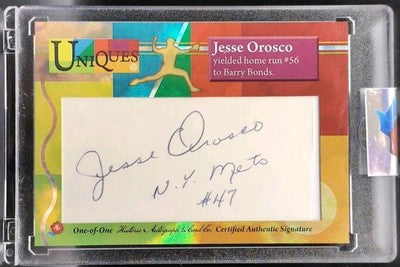 JESSE OROSCO 2025 Historic Uniques CUT AUTO Mets Inscription #1/1 Barry Bonds HR