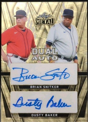 Brian SNITKER Dusty BAKER 2024 Leaf Metal DUAL AUTO Gold Vinyl 1/1 Braves Giants