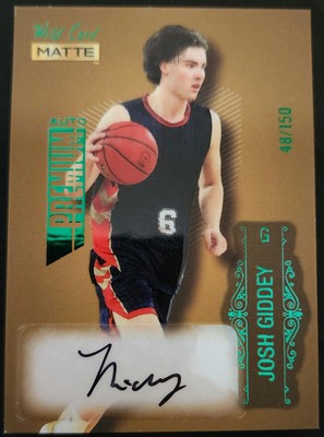 JOSH GIDDEY 2022-23 Wild Card Matte Gold Premium AUTO Green #/150 Bulls Thunder