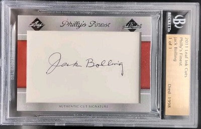 JACK BOLLING 2011 Leaf Ink Philly's Finest CUT AUTO Beckett BGS SP #1/1 Phillies
