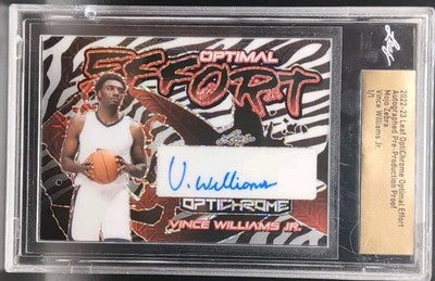 VINCE WILLIAMS JR 2022-23 Leaf OptiChrome PROOF AUTO Zebra SP #1/1 Grizzlies VCU