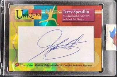 JERRY SPRADLIN 2025 Historic Uniques CUT AUTO SP #1/1 Reds Phillies Mark McGwire