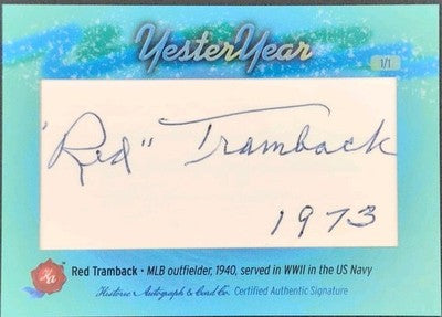 RED TRAMBACK 2025 Historic HA YesterYear CUT AUTO SP 1/1 of New York Giants WWII