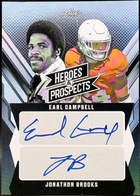 Earl CAMPBELL Jonathon BROOKS 2024 Leaf Heroes & Prospects DUAL AUTO #1/2 Texas