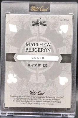 MATTHEW BERGERON 2023 Wild 5 Card Draw Stacked Deck AUTO Queen Gold #1/1 Falcons
