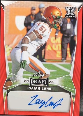 ISAIAH LAND 2023 Leaf Draft RC AUTO Red SP Florida A & M Rattlers Cowboys Colts