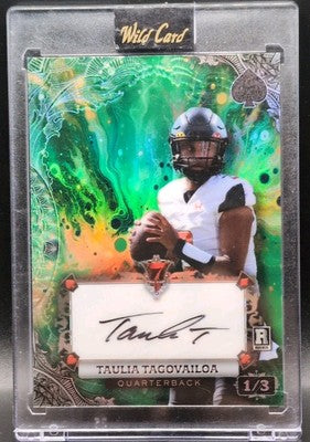 TAULIA TAGOVAILOA 2024 Wild Card 7 Studs Galaxy RC AUTO Green #1/3 Maryland Tua