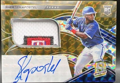 SHERTEN APOSTEL 2021 Panini Chronicles Spectra AUTO LOGO PATCH SP #01/10 Rangers