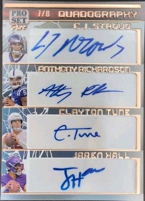CJ STROUD Anthony RICHARDSON TUNE HALL 2023 Pro Set QUAD AUTO #7/8 Jersey Match