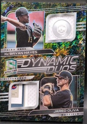 Ke'Bryan HAYES Jared OLIVA 2021 Panini Spectra DUAL Jersey BUTTON TAG PATCH #7/8