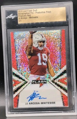 J. J. ARCEGA-WHITESIDE 2019 Leaf Flash RC AUTO PROOF Red #1/1 Eagles Stanford JJ