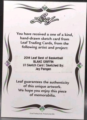 BLAKE GRIFFIN 2014 Leaf Best of Basketball JAY PANGAN AUTO SKETCH #1/1 Clippers