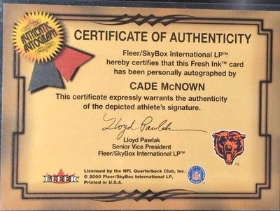 CADE McNOWN 2000 Fleer Tradition Autographics AUTO SP Bears Dolphins 49ers UCLA