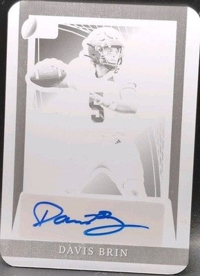 DAVIS BRIN 2024 Leaf Pro Set Metal AUTO PRINTING PLATE SP #1/1 Texans Tulsa GSU