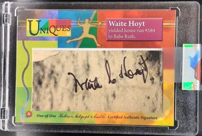 WAITE HOYT 2025 Historic HA Uniques CUT AUTO #1/1 of Yankees Giants Babe Ruth HR
