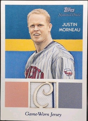 JUSTIN MORNEAU 2010 Topps National Chicle Relic GAME-USED JERSEY Twins Rockies