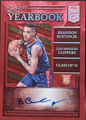 BRANDON BOSTON JR 2021-22 Panini Elite Yearbook RC AUTO Red Gold SP /10 Clippers