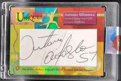 ANTONIO ALFONSECA 2025 Historic Uniques CUT AUTO #1/1 Marlins Gary Sheffield HR