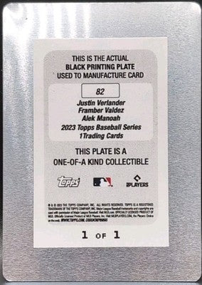 Justin VERLANDER Framber VALDEZ Alek MANOAH 2023 Topps PRINTING PLATE 1/1 Astros