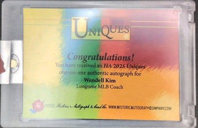 WENDELL KIM 2025 Historic HA Uniques CUT AUTO SP 1/1 MLB Coach of Giants Red Sox