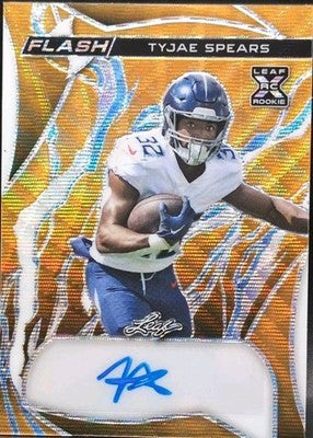 TYJAE SPEARS 2023 Leaf Eclectic Flash AUTO Gold SP #1/1 Titans Tulane Green Wave