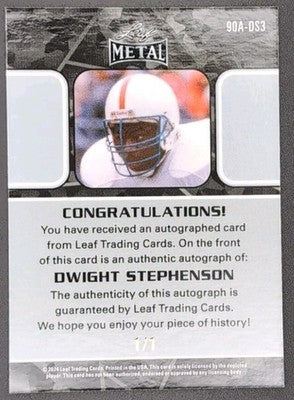 DWIGHT STEPHENSON 2024 Leaf Metal Signature Series 1990 AUTO Silver 1/1 Dolphins