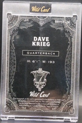 DAVE KRIEG 2024 Wild Card 7 Studs Combo Flourish AUTO Black Clubs #1/1 Seahawks