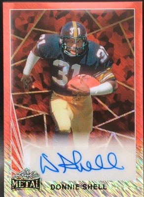 DONNIE SHELL 2024 Leaf Collective 1990 Metal AUTO Red Shimmer SP 1/1 of Steelers