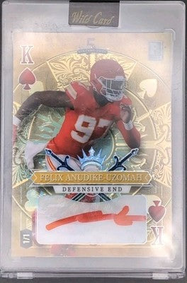 FELIX ANUDIKE-UZOMAH 2023 Wild 5 Card Draw RC RED INK AUTO King Gold #1/1 Chiefs