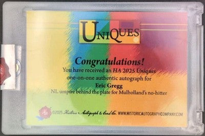 ERIC GREGG 2025 Historic HA Uniques CUT AUTO SP #1/1 MLB Umpire Terry Mulholland
