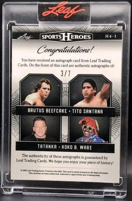 Koko B WARE TATANKA Brutus BEEFCAKE Tito SANTANA 2025 Leaf WWE WWF QUAD AUTO #/7