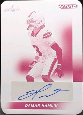 DAMAR HAMLIN 2024 Leaf Vivid AUTO PRINTING PLATE SP 1/1 Buffalo Bills Pittsburgh