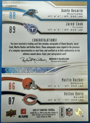 Jared COOK Dante ROSARIO Kellen DAVIS RUCKER 2009 SP Signature QUAD RC AUTO #/70