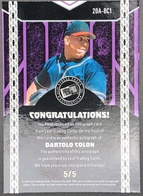 BARTOLO COLON 2024 Leaf Collective 2000 Press Pass AUTO #5/5 Mets Yankees Angels