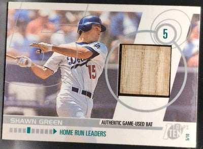 SHAWN GREEN 2002 Topps 10 Ten Relics GAME-USED BAT Dodgers Blue Jays DBacks Mets