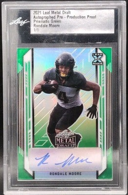 RONDALE MOORE 2021 Leaf Metal Draft RC AUTO PROOF #1/1 Cardinals Vikings Purdue