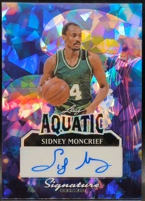 SIDNEY MONCRIEF 2025 Leaf Signature Series Aquatic AUTO Crystal #1/1 Bucks Hawks