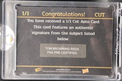 TOM BROWNING 2020 The Bar Pieces of the Past Sports Edition CUT AUTO SP 1/1 Reds