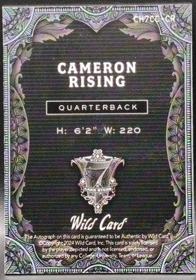 CAMERON RISING 2024 Wild Card 7 Studs Combo Chalk AUTO Platinum #1/1 Texas Utah