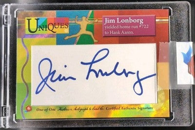 JIM LONBORG 2025 Historic Uniques CUT AUTO SP 1/1 Red Sox Phillies Hank Aaron HR