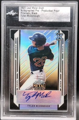 TYLER McDONOUGH 2021 Leaf Metal Draft RC AUTO PRE-PRODUCTION PROOF #1/1 Red Sox