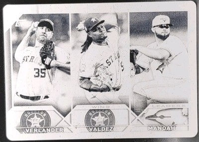 Justin VERLANDER Framber VALDEZ Alek MANOAH 2023 Topps PRINTING PLATE 1/1 Astros