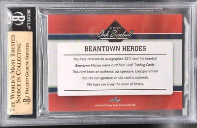 BOB HEFFNER 2011 Leaf Ink Beantown Heroes CUT AUTO Beckett BGS SP 1/1 of Red Sox